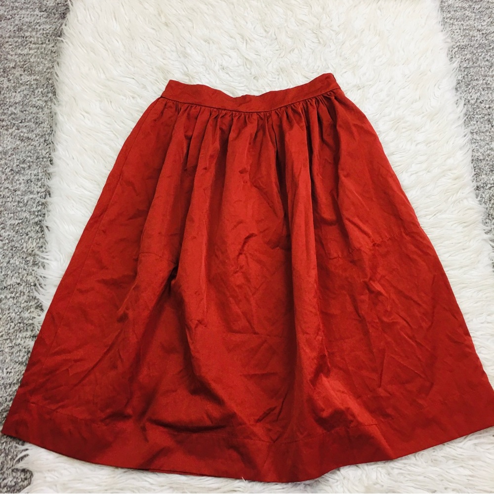 Zara Midi Skirt High Waist Burnt Orange Size Small